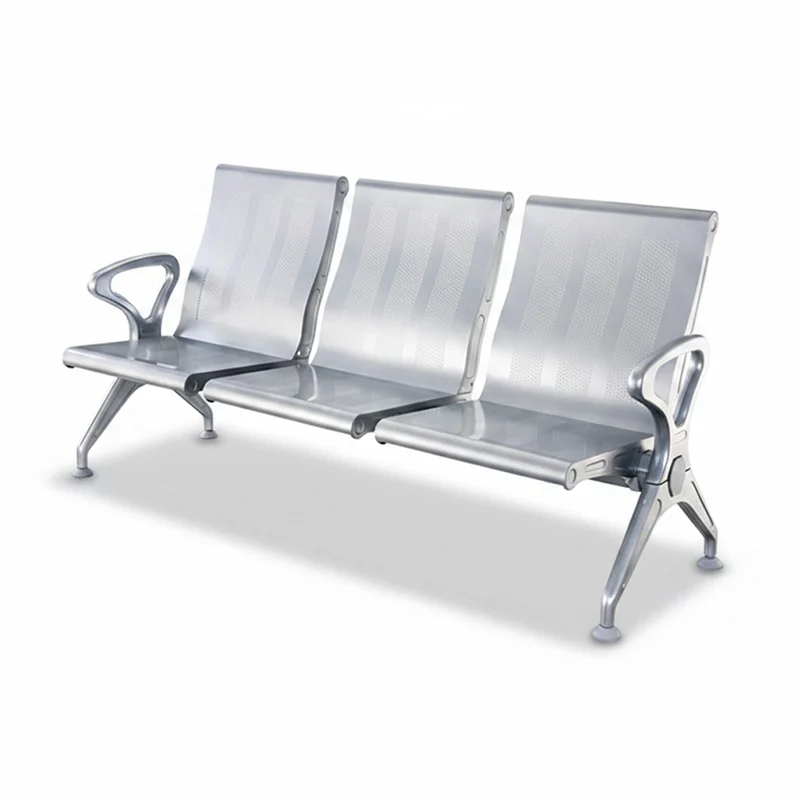 3 seater airport chair side profile showing leg structure and seat pan depth for public waiting hall.