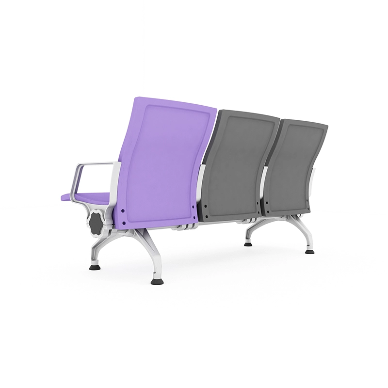 3 seater airport waiting chair with high backrest providing neck support for passenger comfort.
