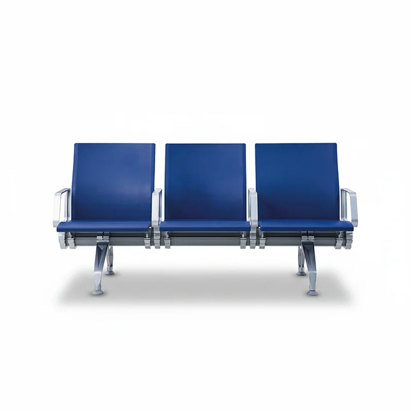 3 seater airport waiting chair with built in USB port for passenger device charging convenience.