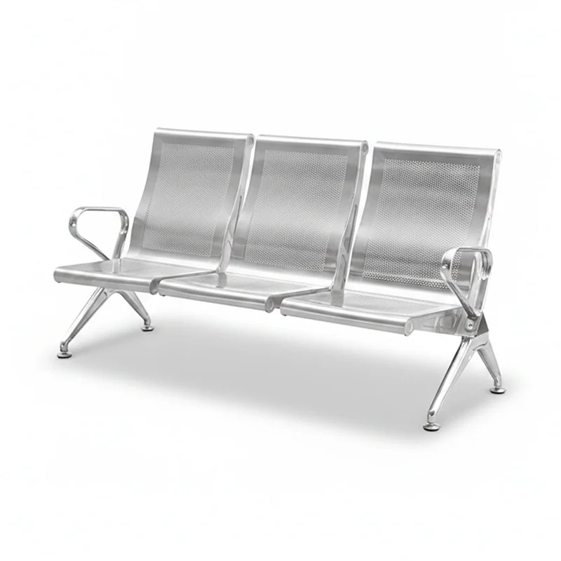 Lightweight 3 seater aluminum waiting bench for rooftop garden or outdoor waiting area.