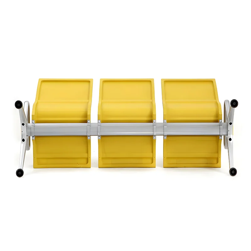 Rust proof 3 seater aluminum waiting chair with UV resistant coating for outdoor use.
