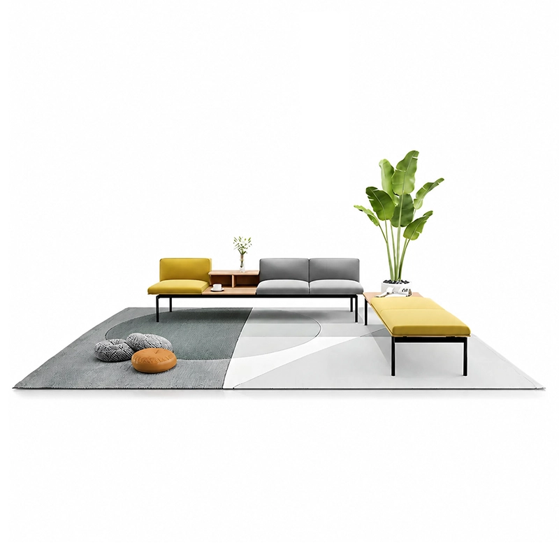 2 3 seater fabric waiting bench with padded armrests and easy-clean upholstery, ideal for hospital waiting rooms and medical clinics, durable commercial seating.