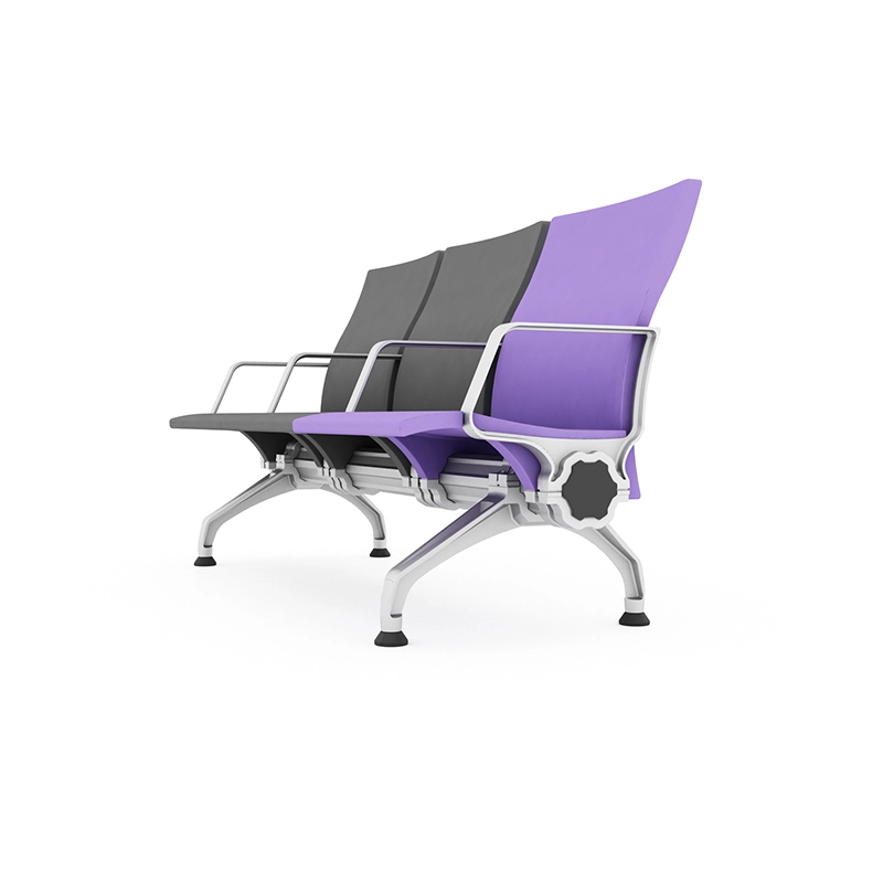 3 seater hospital waiting chair with antibacterial PU leather for hygiene in medical facility.