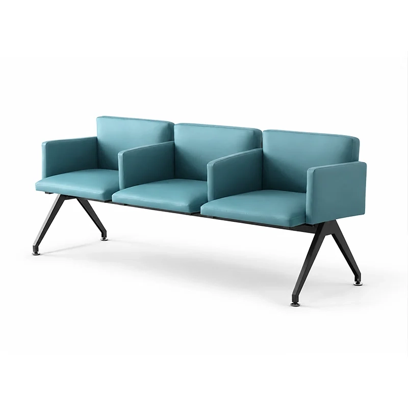 3-seater leather bench without armrests, easy-clean upholstery for dental clinic reception areas, compact seating for small medical offices.