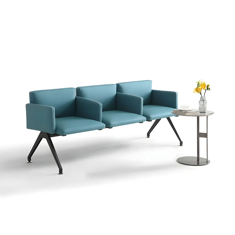 3-seater leather bench without armrests, easy-clean upholstery for dental clinic reception areas, compact seating for small medical offices.