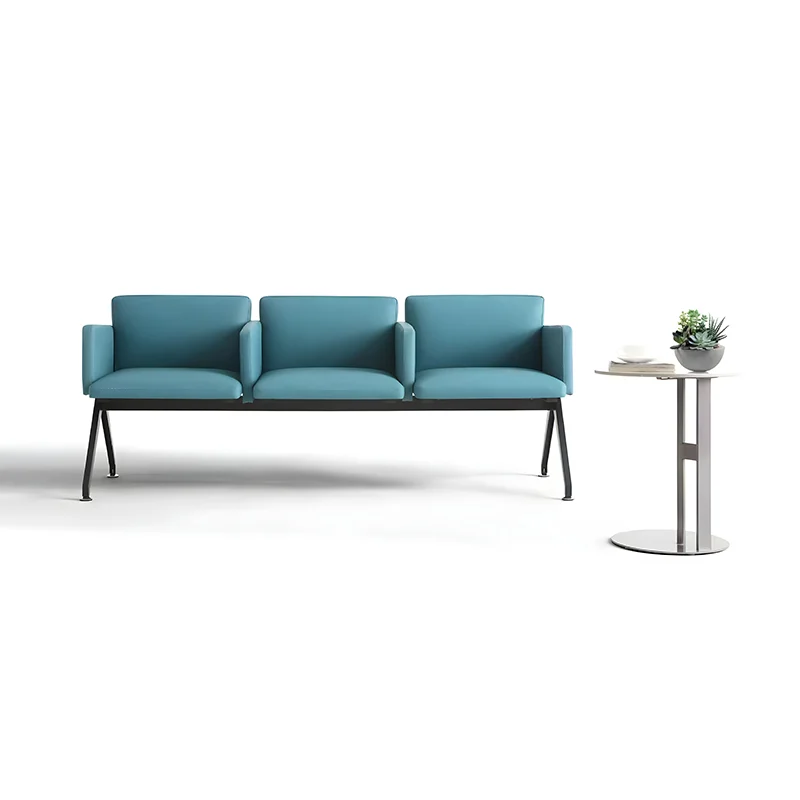 3-seater leather bench without armrests, easy-clean upholstery for dental clinic reception areas, compact seating for small medical offices.