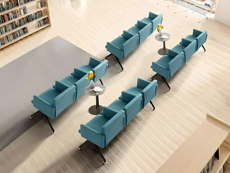 3-seater leather bench without armrests, easy-clean upholstery for dental clinic reception areas, compact seating for small medical offices.