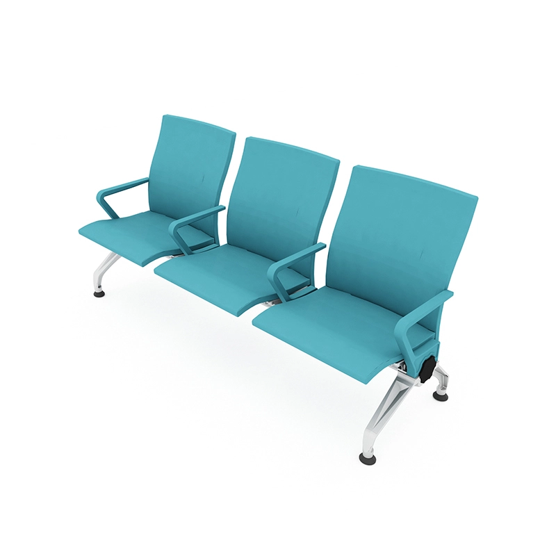 3 seater PU cushioned waiting chair for bank lobby customer reception and queue area.