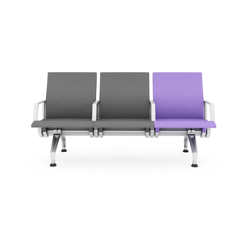 3 seater PU foam hospital waiting chair with removable cushion cover for easy maintenance.