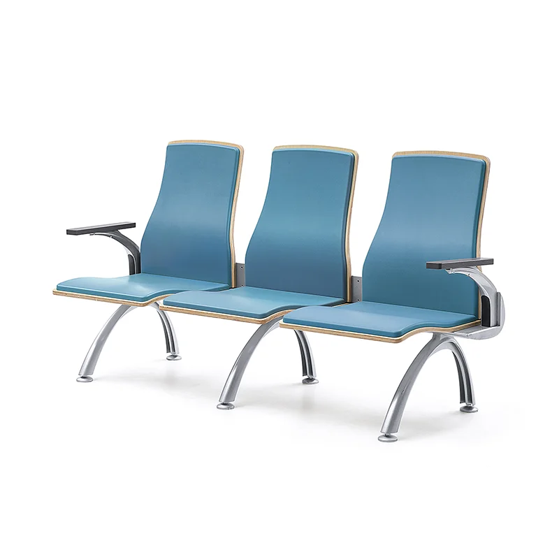 3 seater PU hospital waiting chair for geriatric ward with higher seat height for seniors.