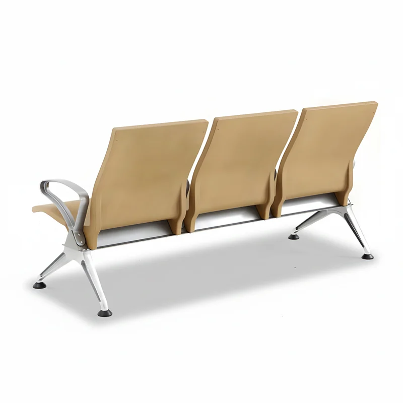 3 seater public waiting chair for railway station with reinforced frame for high frequency use.