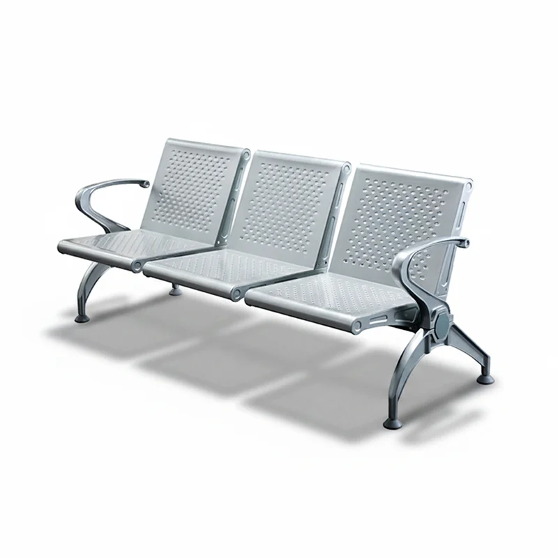 3 seater stainless steel bench for bank lobby with compact footprint for space saving.