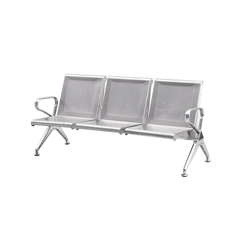 3 seater stainless steel bench for busy bus terminal with heavy duty construction.