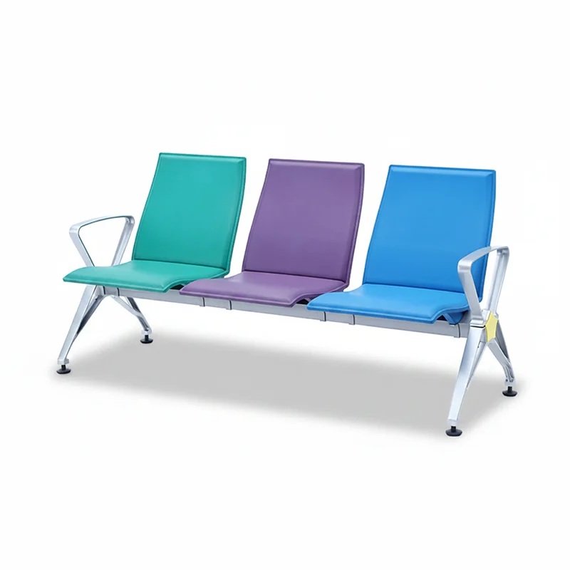 4 seater aluminum waiting chair for coastal train station with salt spray resistant coating.