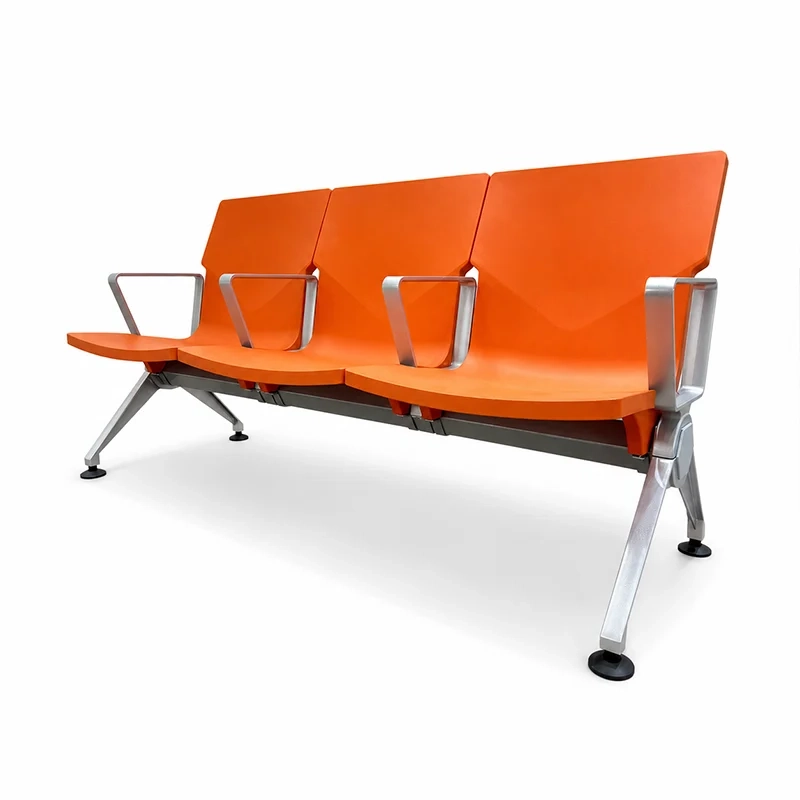 4 seater hospital waiting chair for pediatric clinic with rounded edges for child safety.