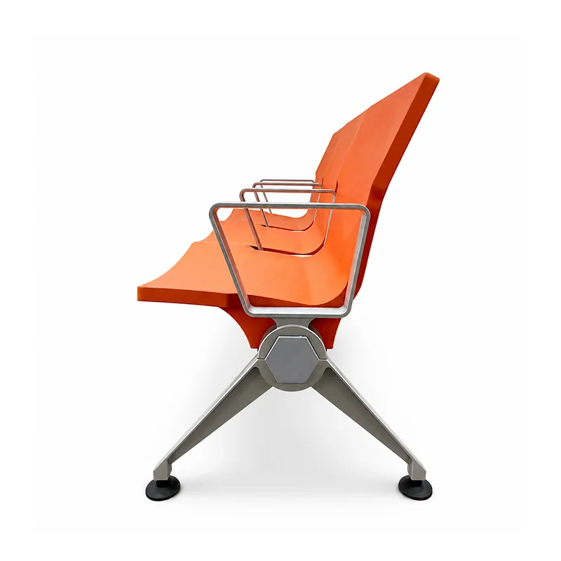 4 seater hospital waiting chair for pediatric clinic with rounded edges for child safety.