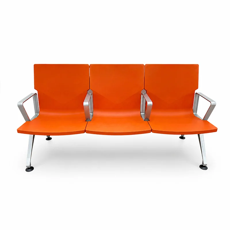 4 seater hospital waiting chair for pediatric clinic with rounded edges for child safety.