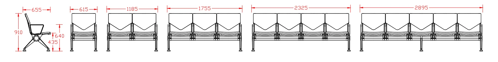 4 seater hospital waiting chair for pediatric clinic with rounded edges for child safety.