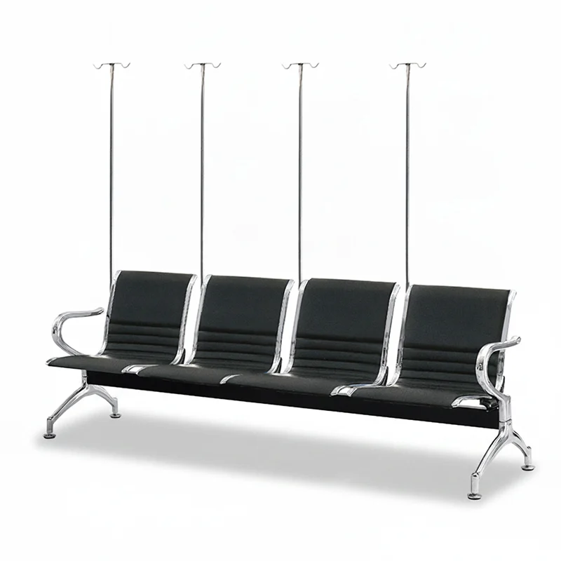 4 seater medical chair backrest angle optimized for upright sitting during short waits.
