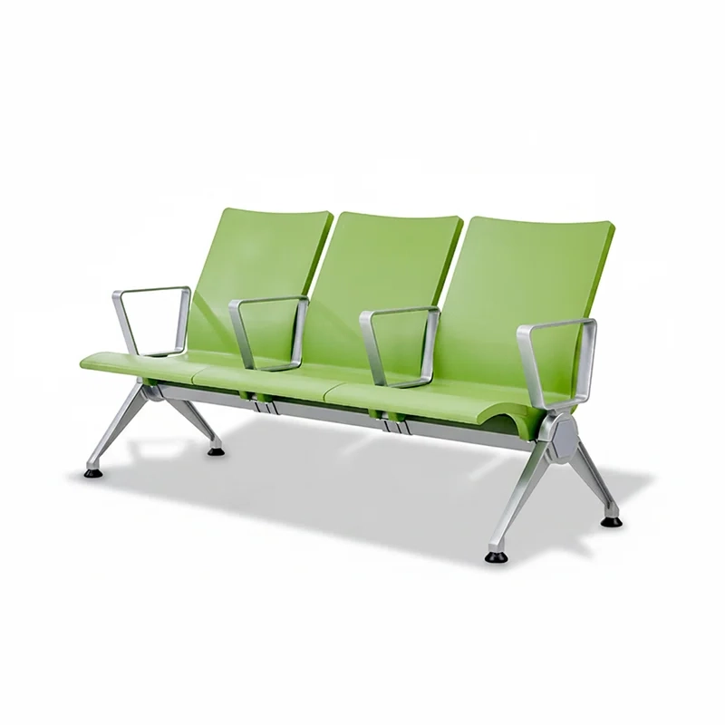4 seater PU waiting chair for bank queue area with comfortable padding for customer waiting.