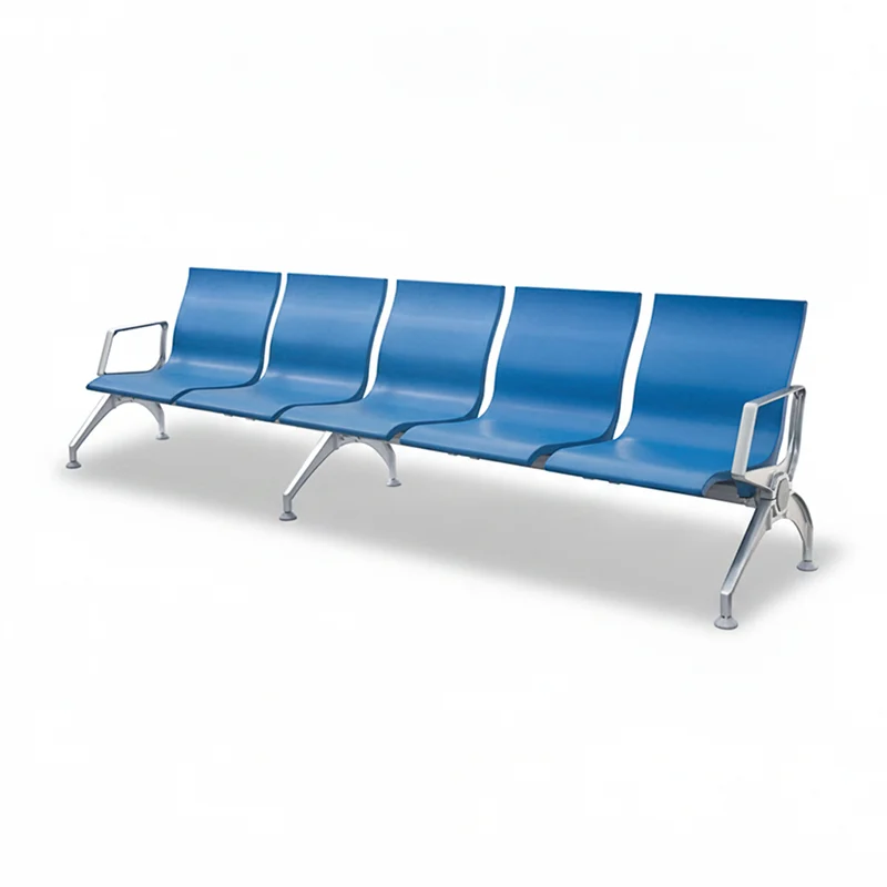 5 seater aluminum airport bench for outdoor shuttle bus waiting area with UV protection.