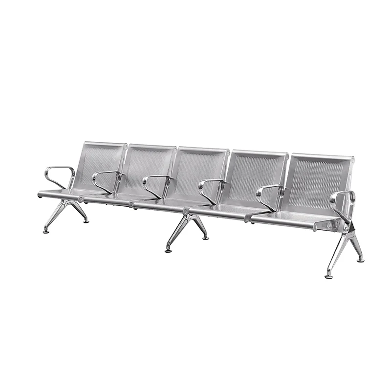 5 seater aluminum airport bench for outdoor shuttle bus waiting area with UV protection.