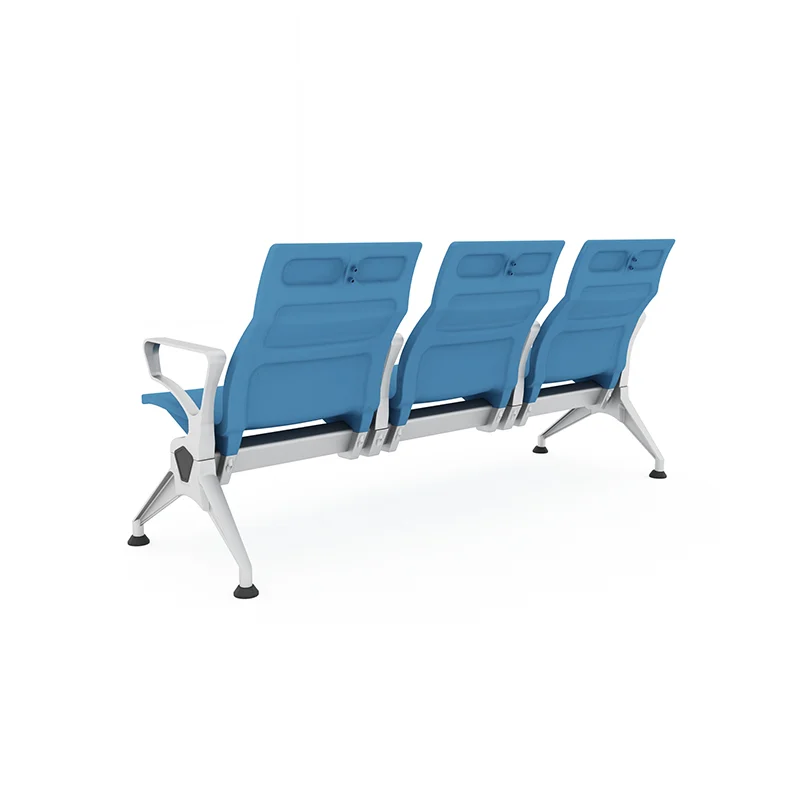 Bolt down airport waiting chair for permanent installation in secure zone.
