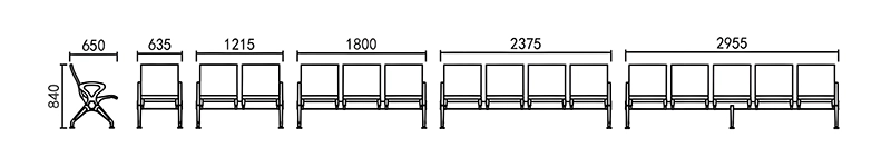 Airport chair o1807 dimensions
