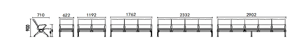 Aluminum waiting chair dimensions.