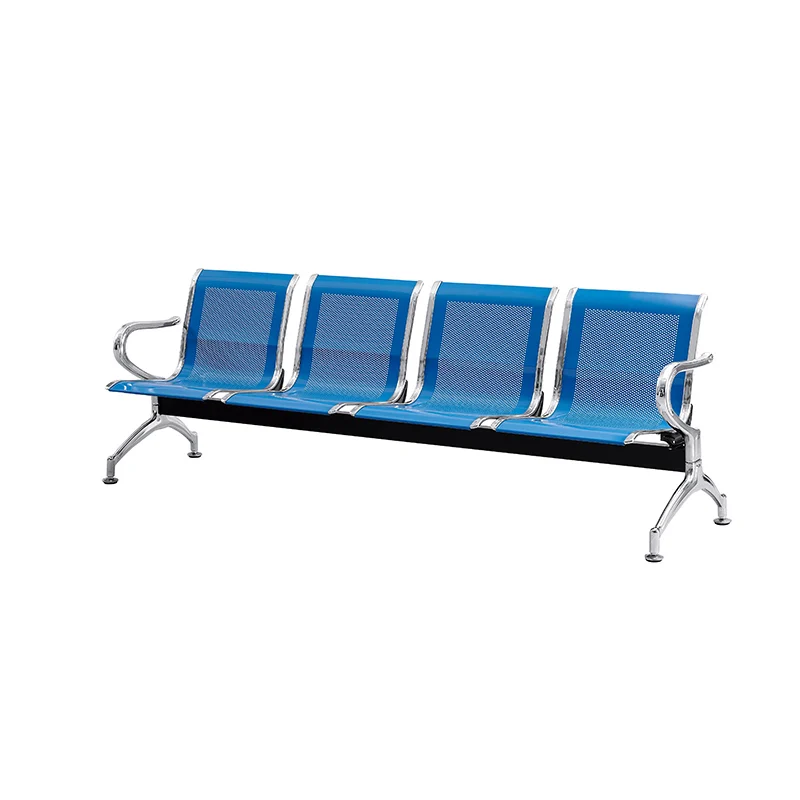 Heavy duty airport seat with carbon steel frame supporting 300kg for public area durability.