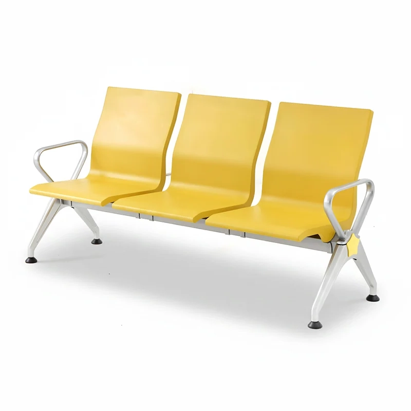 Powder coated 3 seater iron frame airport chair with scratch resistant finish for daily use.