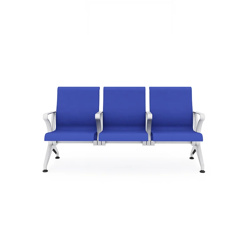 Comfortable airport chair for transit lounge with overnight passenger consideration.