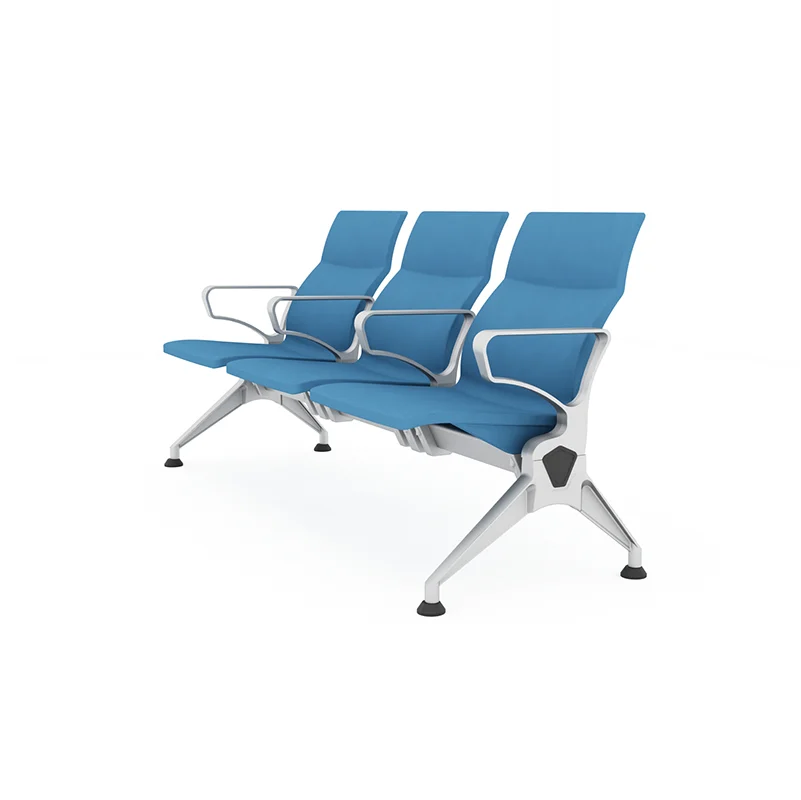 Airport seat with numbered plate for assigned waiting zone management system.