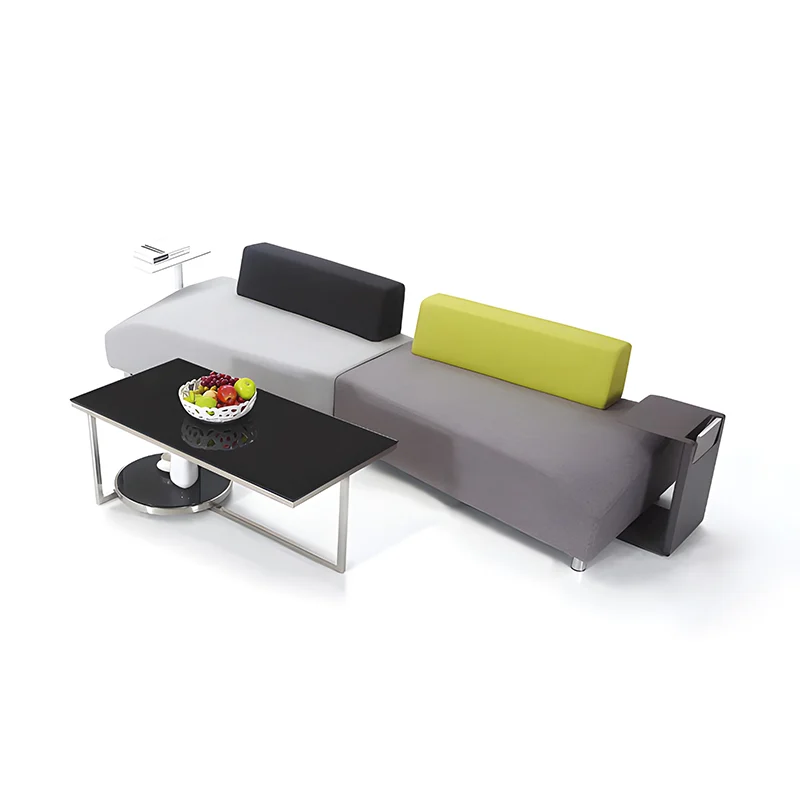 fabric modular puzzle seating for conference lounge with reconfigurable pieces for team discussions and workshops