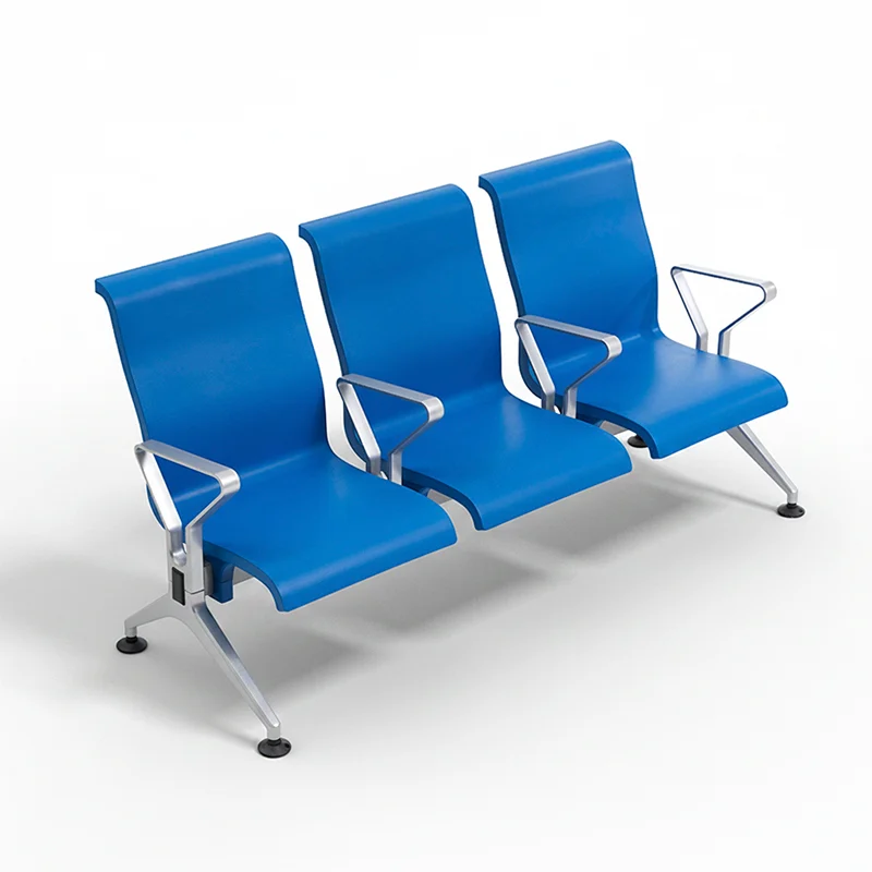 Aluminum extrusion profile of waiting chair frame for lightweight strength.