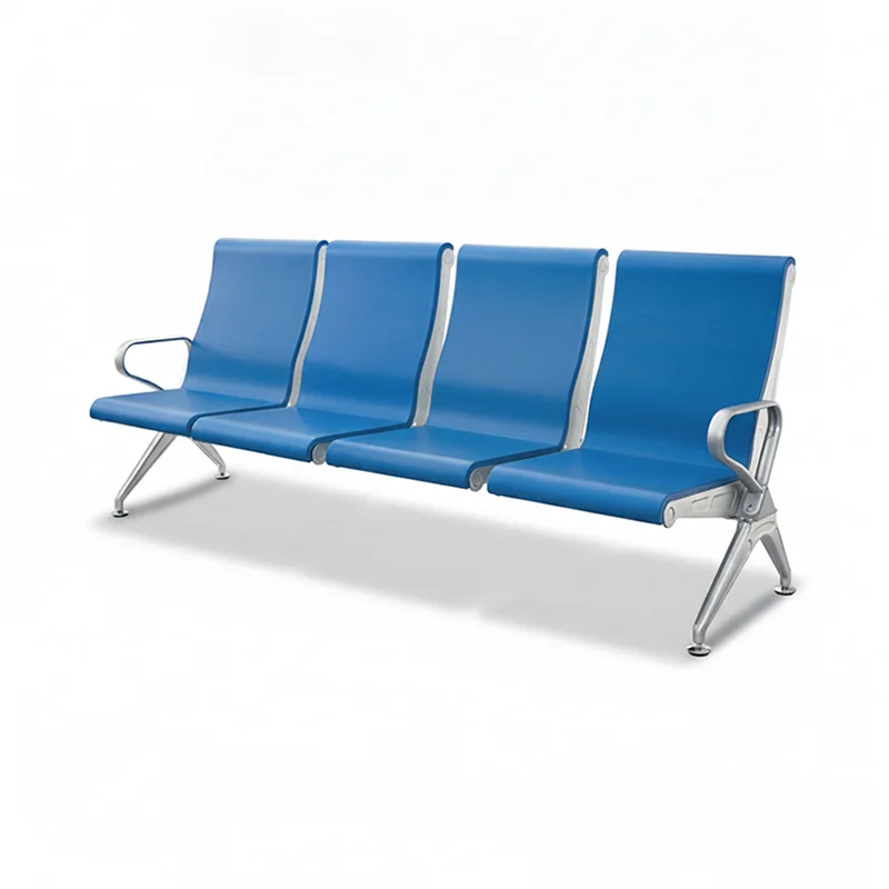 Hollow aluminum frame section on waiting chair for weight reduction.