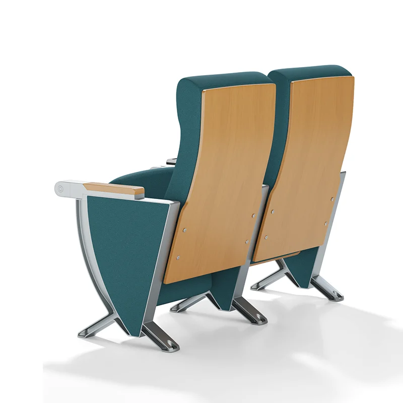 Acoustic perforation auditorium chair for sound management in concert hall.