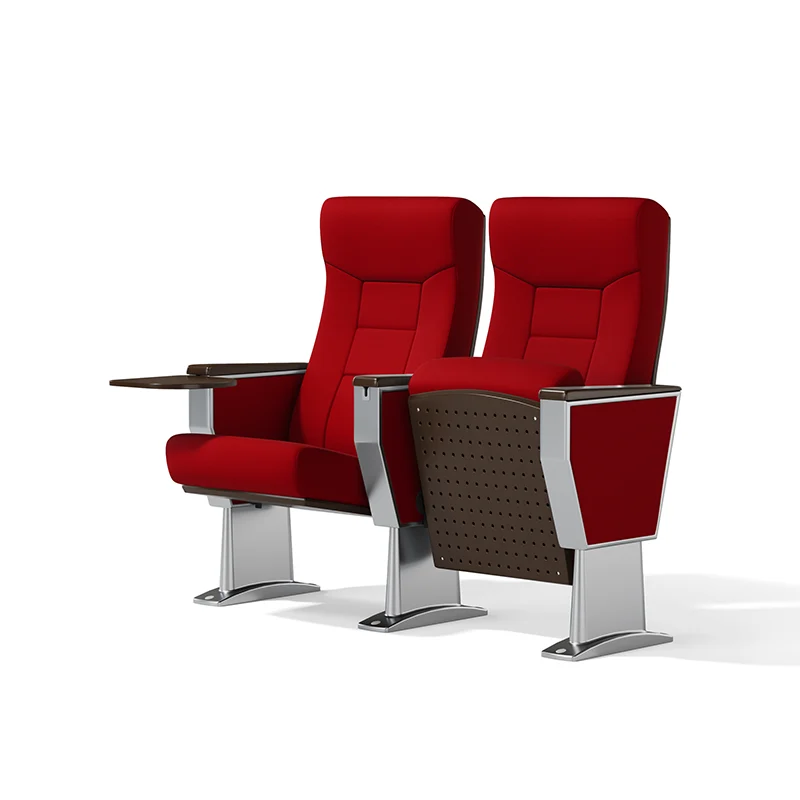 Church worship auditorium chair with kneeler option for religious service.