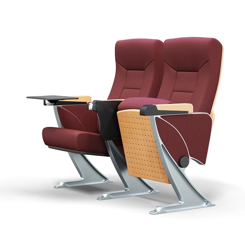 Durable wear resistant fabric auditorium chair for high cycle school use.