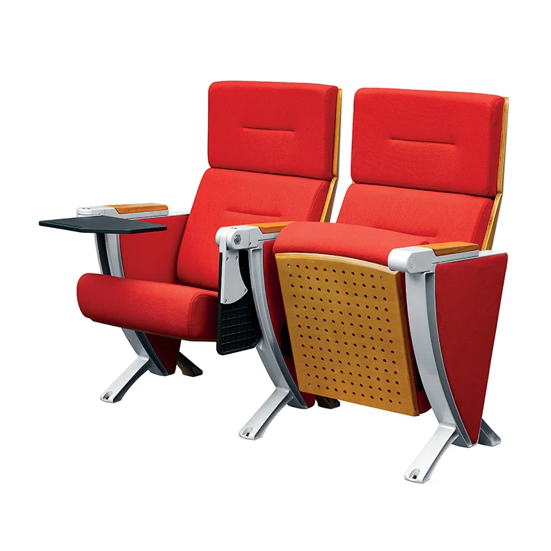 Modular auditorium chair system allowing flexible row configuration.