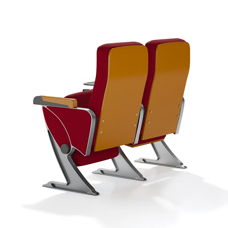 Movie theater auditorium chair with reclining option for comfort during long film.
