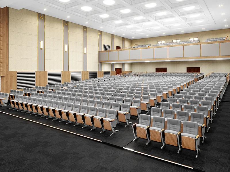 auditorium-chair-performing-arts-2 Performing arts center auditorium chair with acoustic friendly fabric cover.