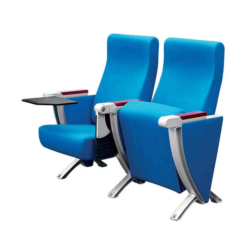 Wide armrest auditorium chair with shared armrest between two seats.
