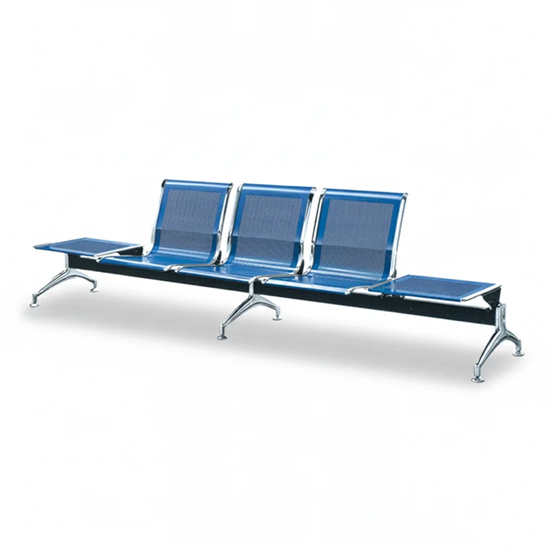 3 seater bus station waiting bench with galvanized steel frame for outdoor use.
