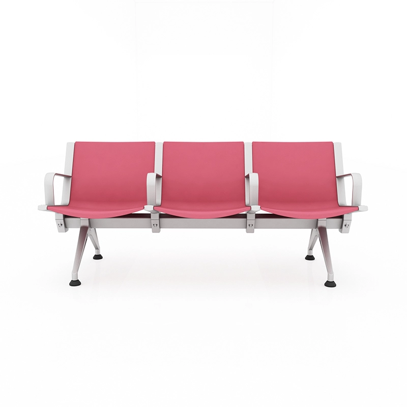 Light rail station bench with compact size for narrow platform space.