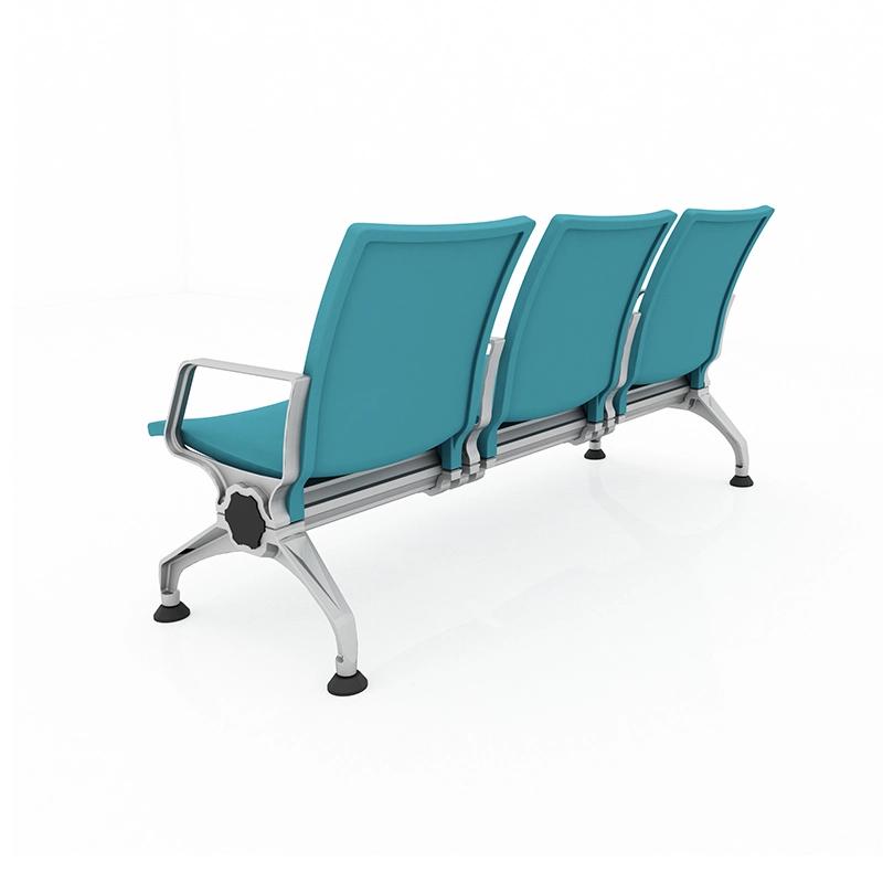Parking lot bus station bench for shuttle waiting area with outdoor exposure.