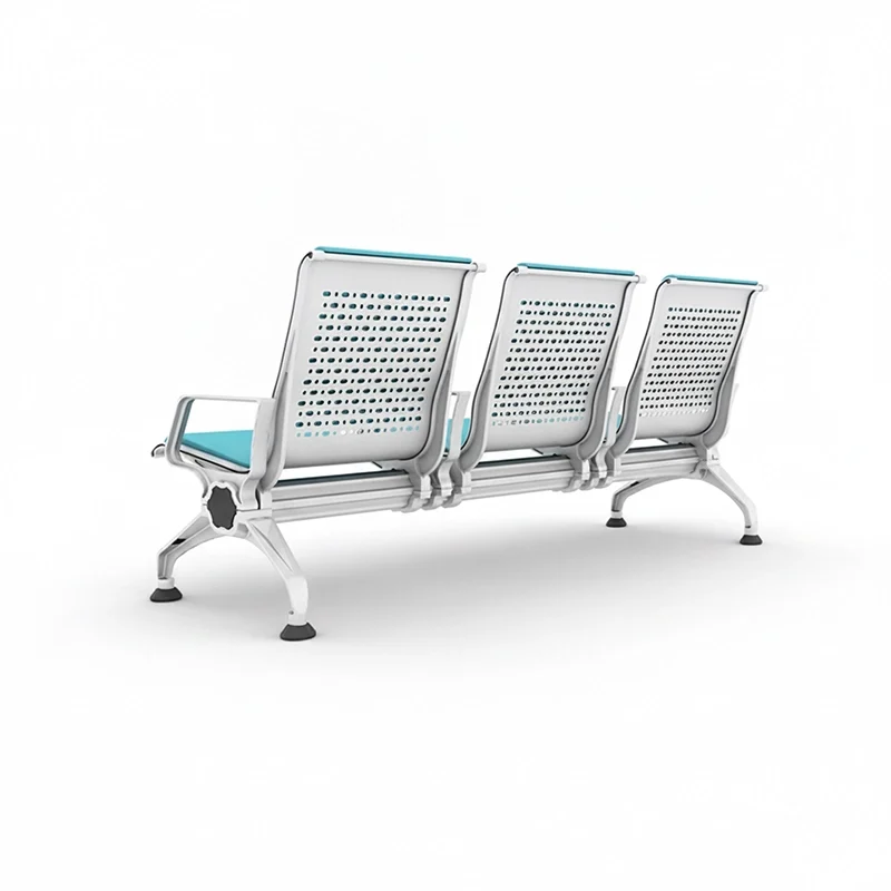 Rubber feet bus station bench for non slip stability on wet platform.