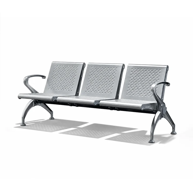 Train station waiting chair with anti corrosion for outdoor platform use.