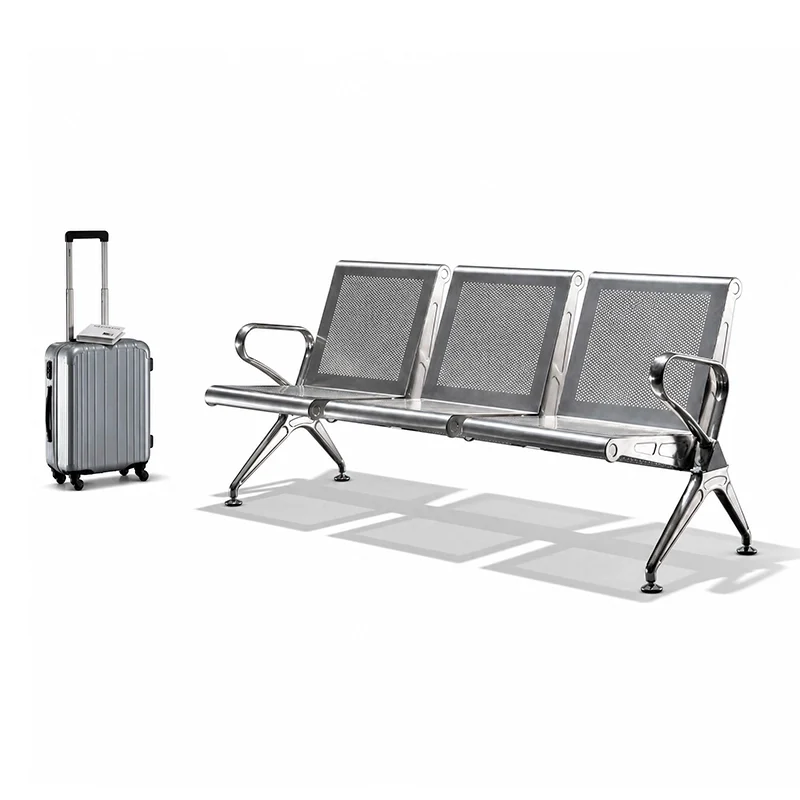 Train station waiting chair with anti corrosion for outdoor platform use.