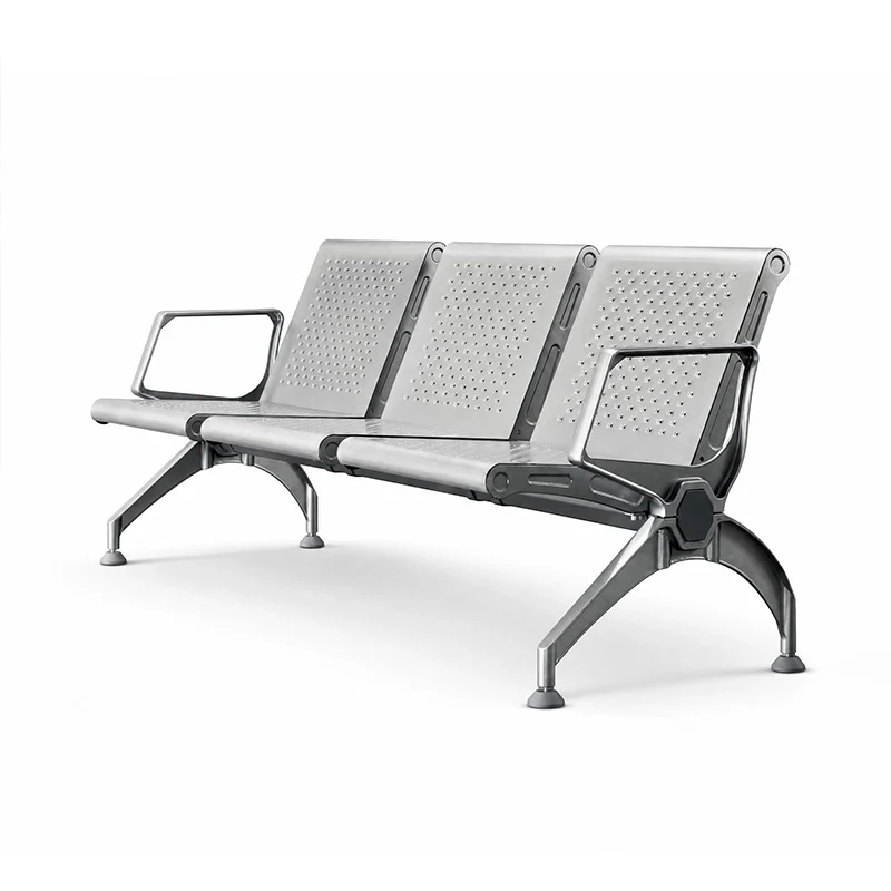 Train station waiting chair with anti corrosion for outdoor platform use.